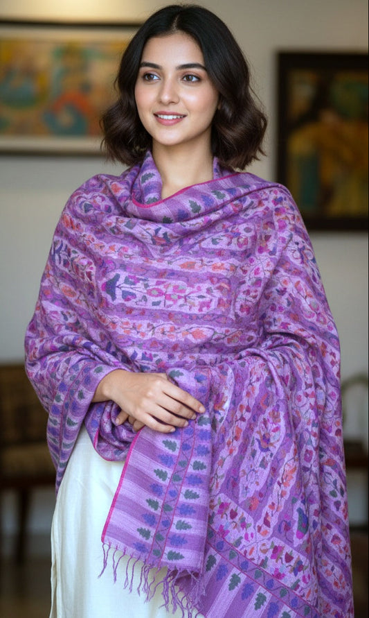 GI CERTIFIED Kaani Weave Pashmina Jamavar Shawl